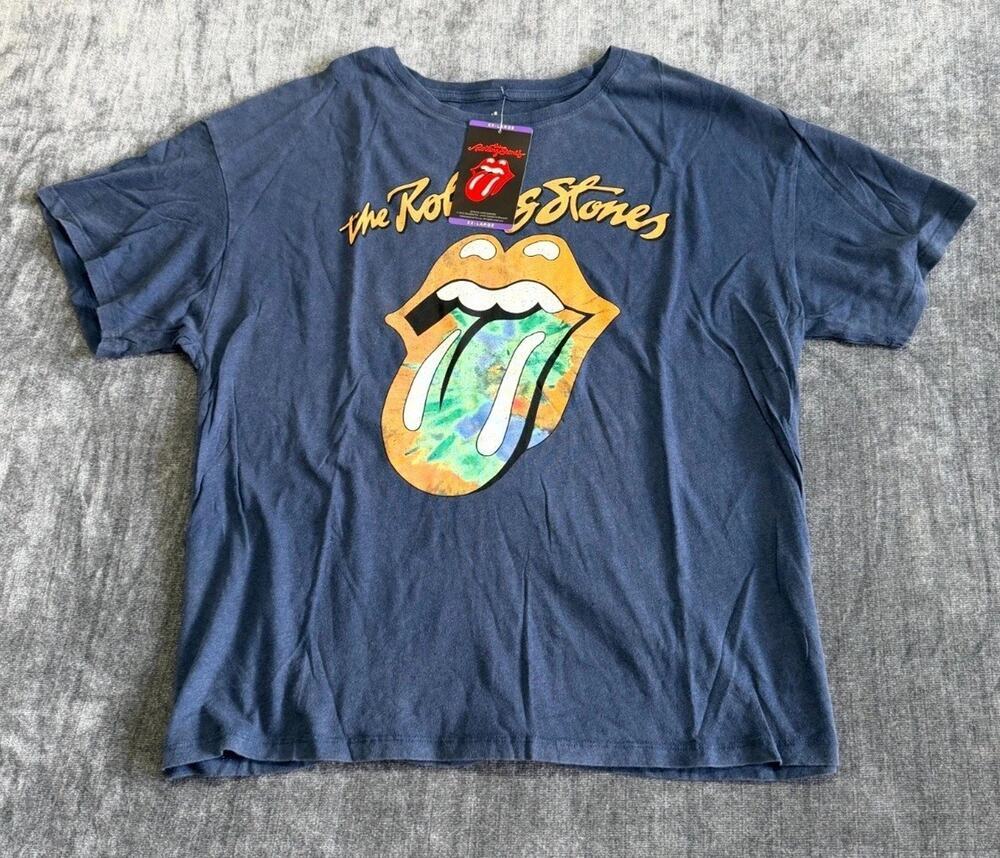 NWT The Rolling Stone Graphic Print T-Shirt Women's 2XL Navy Pullover 100%Cotton
